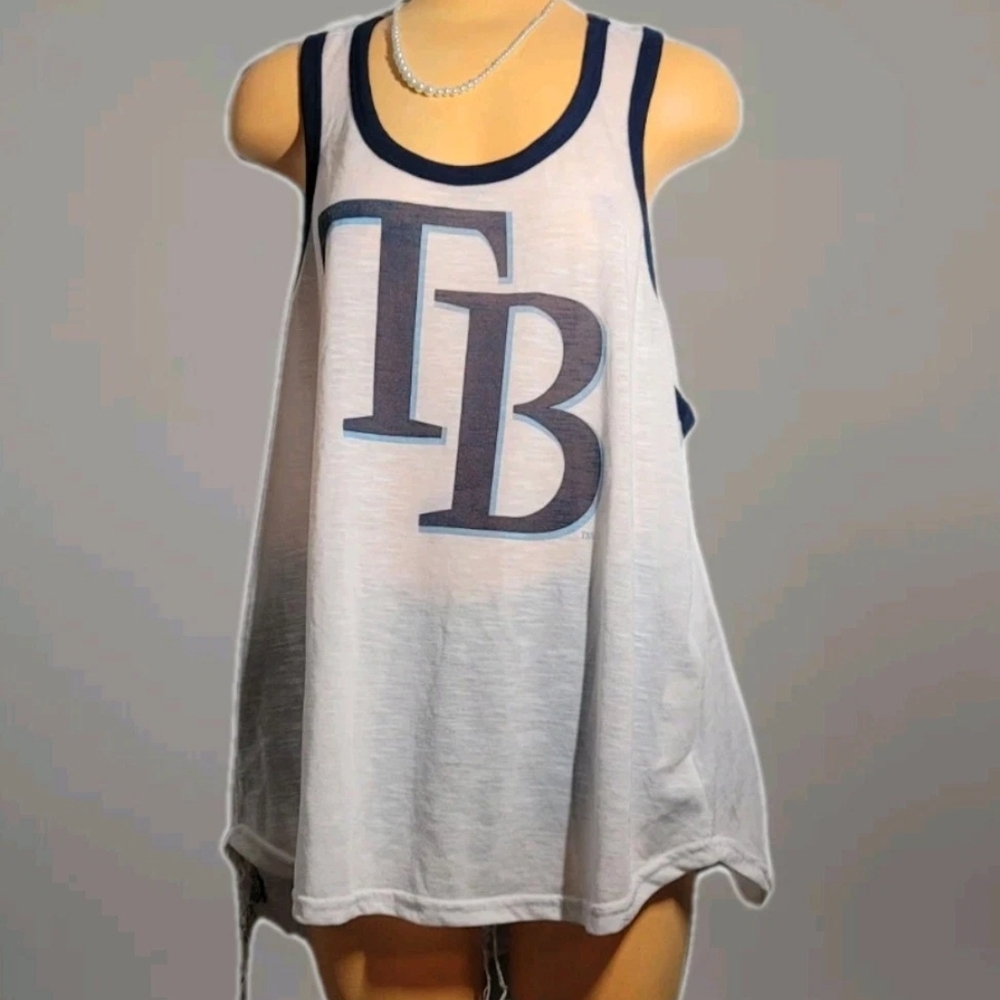 GIII 4Her Tampa Bay Rays White MLB Baseball Tank Top Size XL